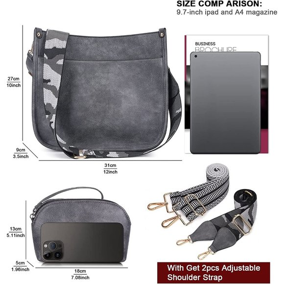 Crossbody Bag Purse for Women 2Pcs Leather Hobo Handbag Wallet Set With … - Picture 9 of 11